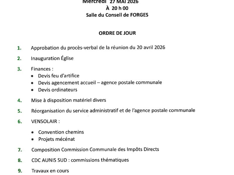 Conseil municipal mai 2026